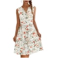 thumbnail image 2 of Otvok Womens Summer Dresses Casual V Neck Sleeveless Tank Dress Floral Print Button Down Sundresses Boho Beach Vacation Flowy Mini Dress, 2 of 6