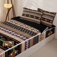 thumbnail image 3 of Homewish Exotic Style Aztec Zipper Full Size Comforter Sets with Fitted Sheet and 2 Pillowcases,Oriental Geometric Art Zipper Bedding Set,Black Reversible,4 Pieces, 3 of 7