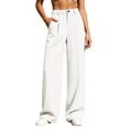 thumbnail image 2 of YUGYXL Straight Wide Leg Dress Pants Women High Waist Business Casual Work Pants Flowy Breathable Palazzo Trousers Pockets White Pants, 2 of 7