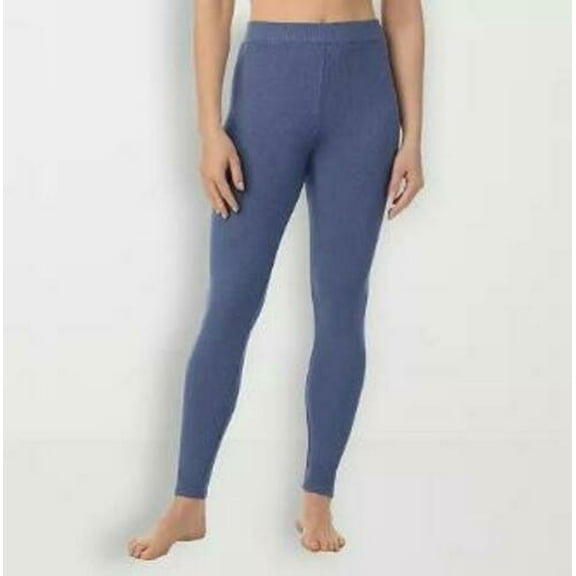 Cuddl Duds Women's Stretch Ribbed High-Rise Leggings Chambray M