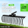 thumbnail image 4 of KOJEM 48" Tow Behind Landscape Rake Compatible with ATV UTV Tractor W/2" Receiver for Leaves Debris Grass Pine Needles, 4 of 9