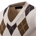 thumbnail image 6 of VNKIDY Men's Slim Fit Knitted Sweater Vest Outdoor Argyle Pattern Pullover Sleeveless V Neck Soft Jumper For Casual Daily Wear Leisure Knitwear, 6 of 6