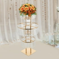 5 Tiers Luxurious Crystal Pendant Flower Stand Shiny Gold Wedding Centerpiece Aisle Road Party Decor 43.3in