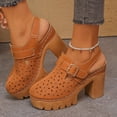 thumbnail image 5 of Women's Block Heel Clogs Closed Toe Perforated Design Casual Spring/Summer Shoes with Chunky Platform Heel Adjustable Buckle Strap Non Slip Comfortable Sandals for Women, 5 of 10