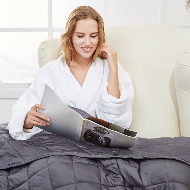 Weighted Blanket (48" x 72",15 lbs) Microfiber Heavy Blanket to Improve