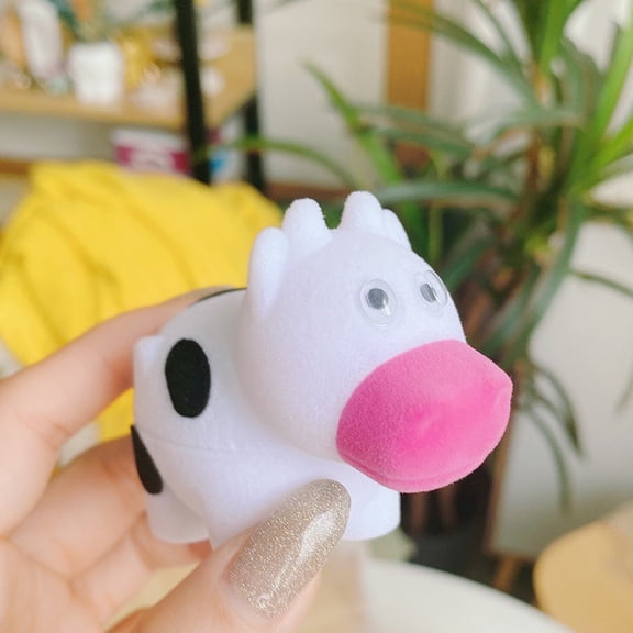 STRANDCHIC 1Pc Cow-Shaped Jewelry Box Colorful Multi-Storage Plastic Velvet Case for Women Valentine's Day Gift