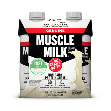 Muscle Milk Geniune Protein Shake, Vanilla Cream 20g Protein, 4 Ct