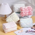 thumbnail image 2 of 5 PCS Quilted Cosmetic Bag, Floral Makeup Bag with Zipper Bulk Coquette Makeup Bags Cute Pouches for Cosmetics, Pens and Portable Travel Toiletries Bags-5 Styles, 2 of 8