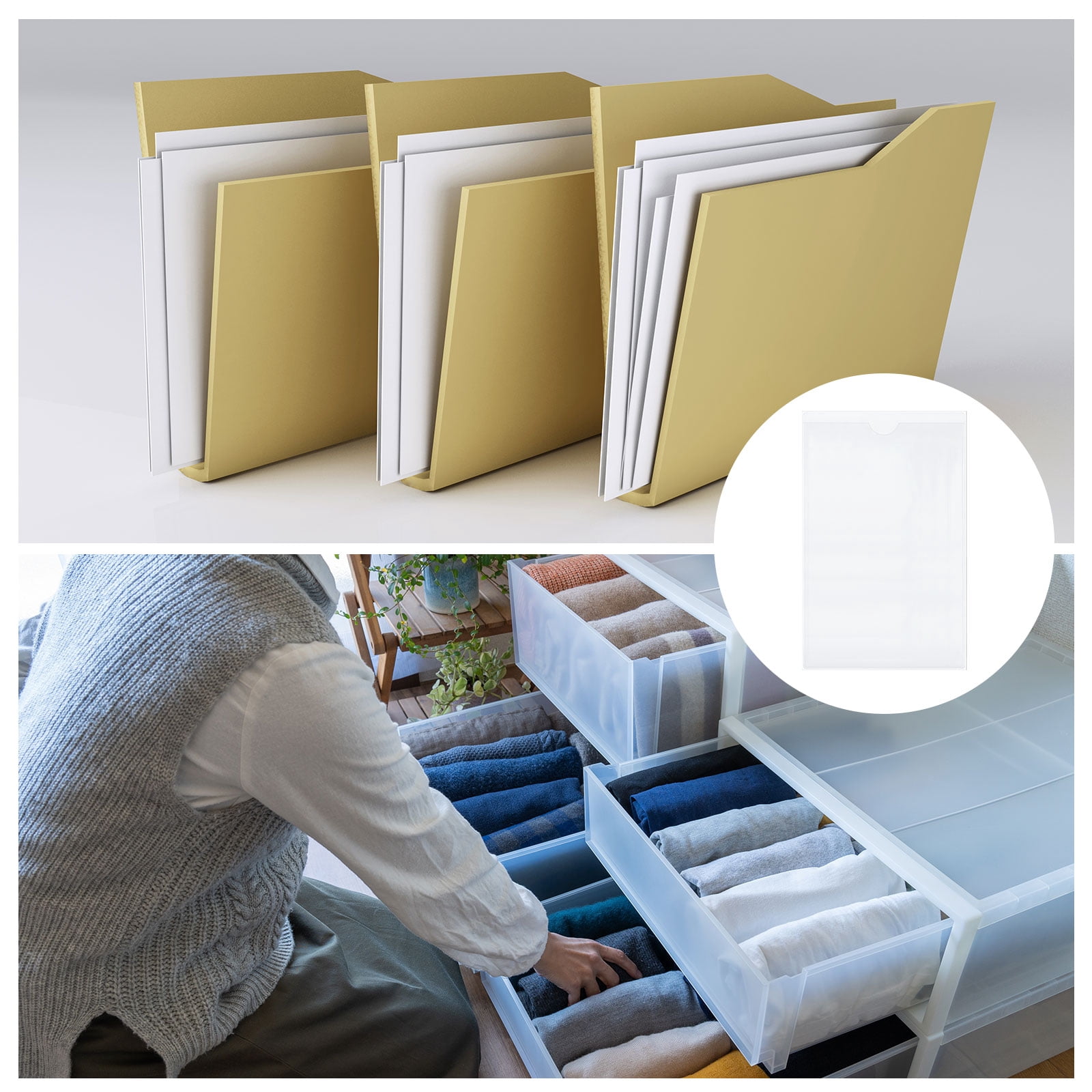 Uxcell 35 Pcs Self Adhesive Index Card Pockets with Top Open, 3.5" x 2.8" Clear Plastic Labels Holders Card Holder for Libraries Organizing and Protecting Index Cards, Transparent