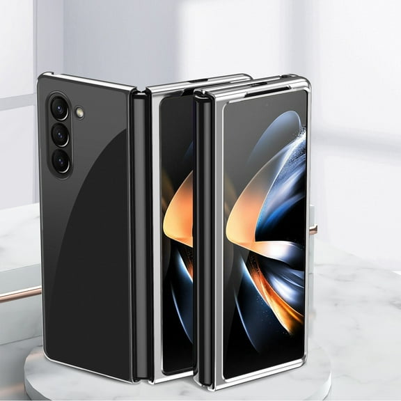 Allytechgroup Galaxy Z Fold 6 Cover Clear, Z Fold6 Clear Case, Shockproof Electroplated Anti-Yellow Crystal Clear Protective Anti-Scratch Cover Case for Samsung Galaxy Z Fold6, Silver