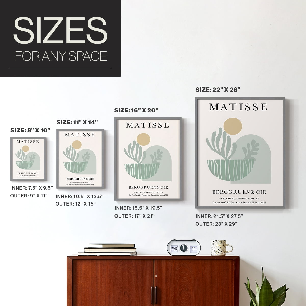 Matisse CLXXXII Framed Print in Gray Solid Wood 8 x 10 Framed Print