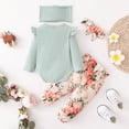 thumbnail image 4 of Newborn Baby Girls Clothes 3 Months Girls 4PCS Outfits Set Letter Print Newborn Girls Long Sleeve Top Pants Set with Headband Green, 4 of 10