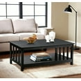 thumbnail image 3 of Mission Style Coffee Table, Black Wood with Lower Storage Shelf, 40 Inch Living Room Table, 3 of 5