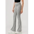 thumbnail image 3 of Soft Fleece Lined Fold Over Ruched Waist Flare Pants - Light Heather Gray, 3 of 9