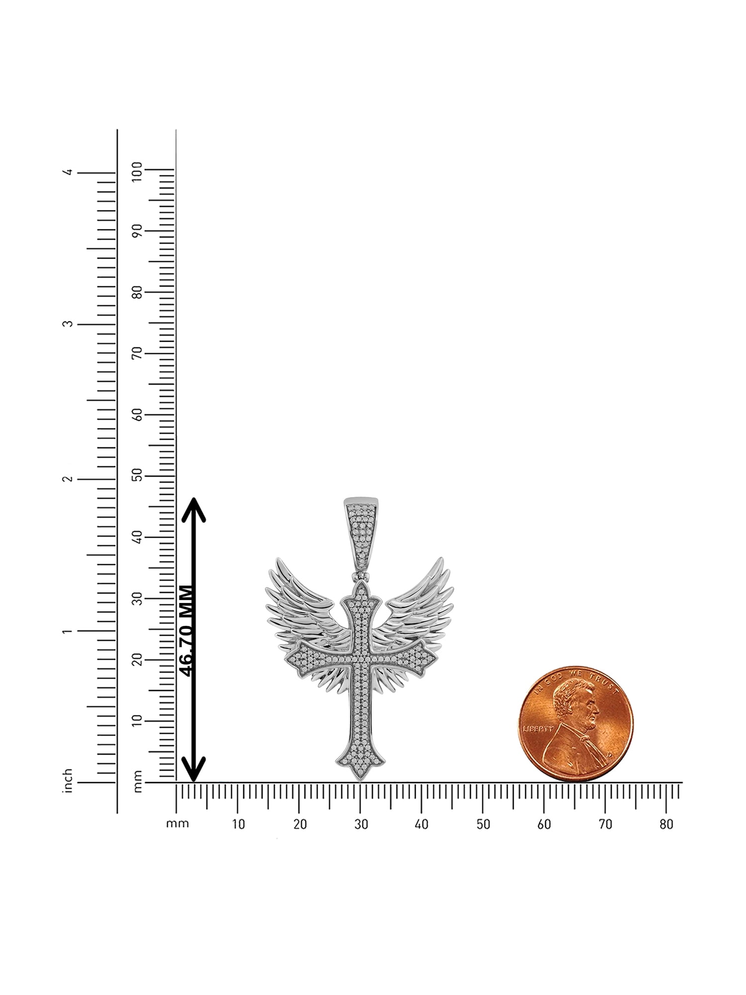 Imperial 10k White Gold 3/8Ct TDW Diamond Angel Wings Cross Imperial 10k White Gold 3/8Ct TDW Diamond Angel Wings Cross