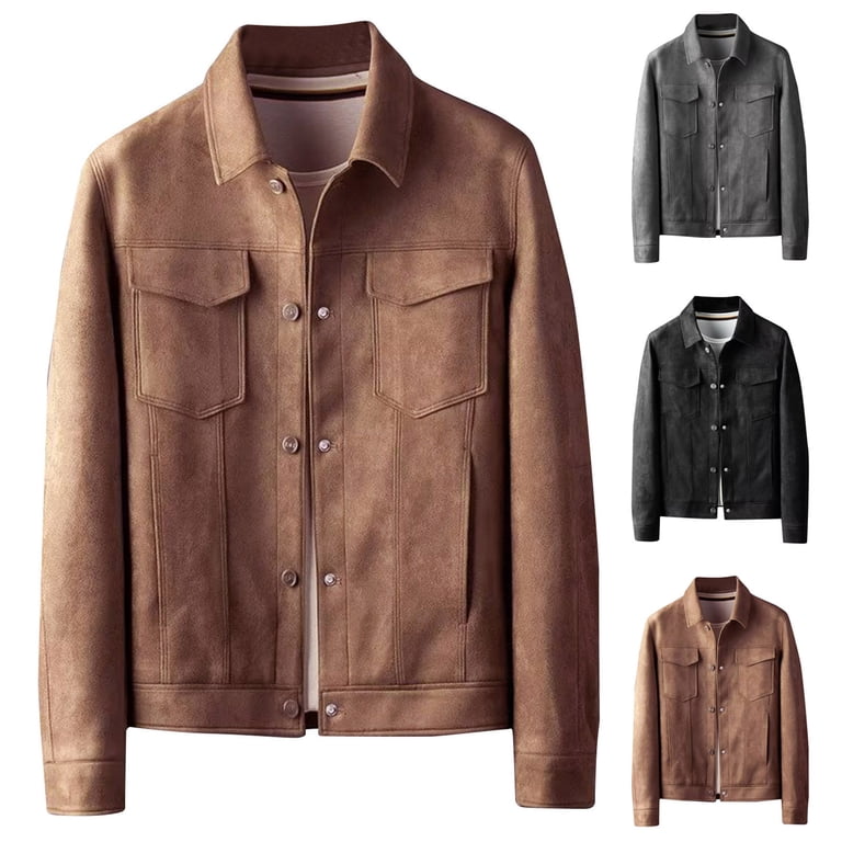 ジャケット・アウター echeveria Leather Switiching Work JKT 1 WREESH Fashion Jacket Men'S Vintage Workwear Solid Color Multi