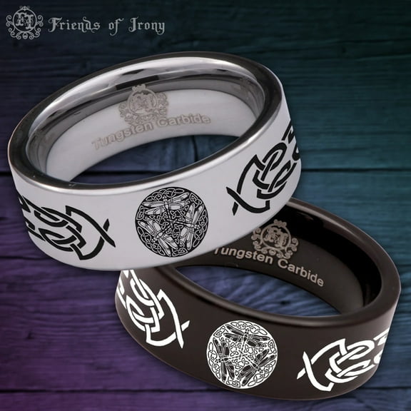 Celtic Dragonfly Tungsten Carbide Ring