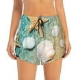 thumbnail image 2 of Xecao's Starfish And Seashell for a double-layer running short for women, perfect for gym, tennis, and more, featuring a convenient pocket., 2 of 9