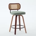 thumbnail image 3 of 26 Inch Counter Height Swivel Bar Stools, Set of 2 Upholstered Faux Leather Bar Chairs with Walnut Back, Bentwood Legs, Mid Century Modern Island Stools for Kitchen Counter, 3 of 24