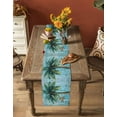 thumbnail image 5 of Coastal Blue Green Table Runner 72 Inches, Ocean Beach Tropical Plant Starfish Bed Runner Dresser Scarves Tabletop for Indoor Outdoor Parties/Ceremony/Banquet, 13" x 72", 5 of 8