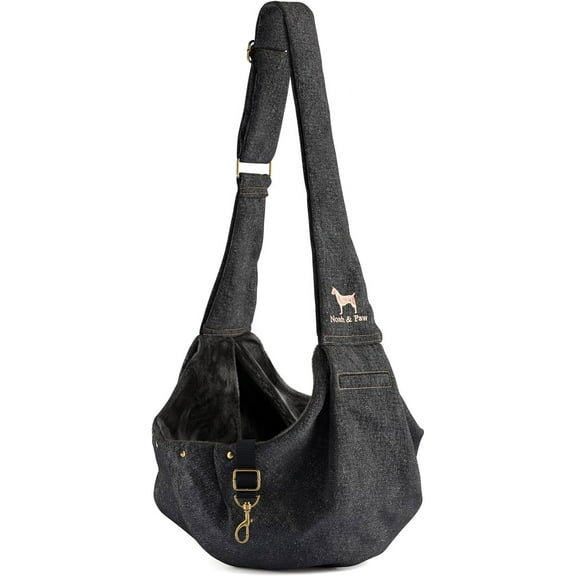 Noah & Paw Dog Sling Carrier for Small Medium Dogs & Puppies, Dog Carrier with Adjustable Padded Strap, Premium Denim, Insulated with Soft Breathable Fur, Double Safety Feature, Machine Washable
