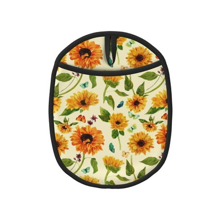 

Sunflowers And Butterflies Pot Holders for Kitchen - Heat Resistant Oven Mitts Hot Pads with Pocket Non Slip Silicone Pot Holders Cuteness Hanging Loop Potholders for Kitchen Baking