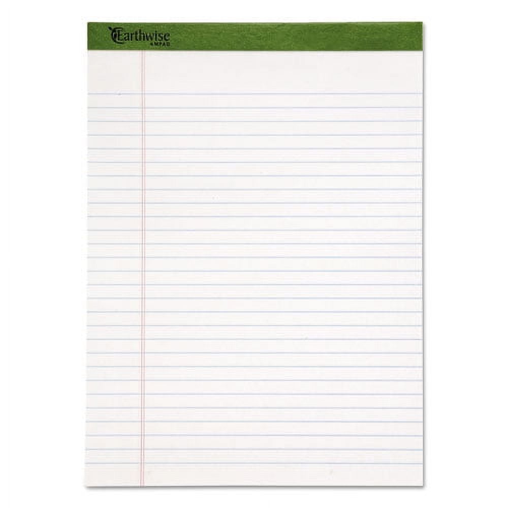"Earthwise By Ampad Recycled Writing Pad, Wide/legal Rule, Politex Green Headband, 50 White 8.5 X 11.75 Sheets, Dozen | Bundle of 5 Dozen"