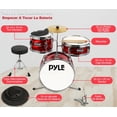 thumbnail image 4 of Set de Batería para Niños Premium Pyle, Kit para Principiantes Junior de 3 Piezas con Bombo de 13", Incluye Redoblante, Tom, Platillo, Trono Ajustable, Silenciadores y Baquetas, Rojo, 4 of 6