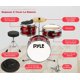 thumbnail image 4 of Set de Batería para Niños Premium Pyle, Kit para Principiantes Junior de 3 Piezas con Bombo de 13", Incluye Redoblante, Tom, Platillo, Trono Ajustable, Silenciadores y Baquetas, Rojo, 4 of 6
