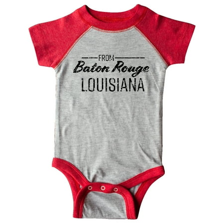 

Inktastic From Baton Rouge Louisiana in Black Distressed Text Gift Baby Boy or Baby Girl Bodysuit