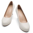 thumbnail image 6 of DADAWEN Womens Pumps Mid Heels Round Toe Platform High heels Bridal Wedding Party Prom Dress Shoes White 9.5US, 6 of 6