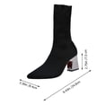 thumbnail image 3 of 1 par de botas de calcetín con punta puntiaguda Zapatos de tacón alto grueso para mujer para otoño invierno, 3 of 6