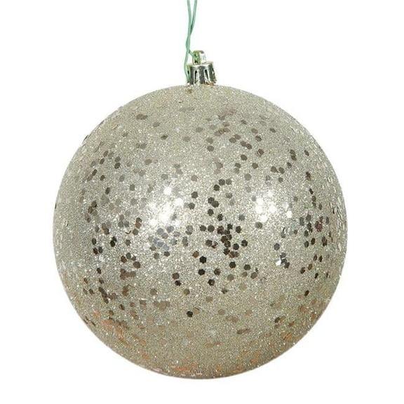Champagne Sequin Drilled Ball Ornament, 6 in. - 4 per Bag