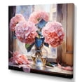 thumbnail image 2 of Designart "Pink Blue Hydrangea love expression" Floral Canvas Print, 2 of 5