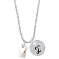 thumbnail image 1 of Delight Jewelry Resin White Big Ear Bunny Silvertone Script Initial Disc - I - Charm Necklace, 20"+3", 1 of 4