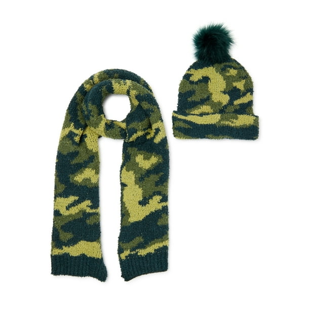 Time And Tru Time And Tru Holiday Camo Hat And Scarf Cold Weather Gift Set 2 Piece Walmart Com Walmart Com