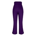 thumbnail image 5 of Fleece Lined Flare Leggings for Women with Pockets 28/29/30" Inseam High Waist Yoga Pants Tummy Control Workout Gym Bootcut Leggings Dark Purple M, 5 of 8