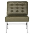 thumbnail image 2 of SAFAVIEH Ansel Modern Tufted Leather Chrome Accent Chair, Antique Taupe, 2 of 5