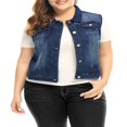 thumbnail image 1 of Agnes Orinda Gilet Veste en Denim Sans Manches à Boutons Décontracté pour Femmes Grande Taille, 1 of 5