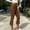 Brown, variant on Women's Solid Cropped Micro Flare Pants, Fold Over Elastic Waist Capri Trousers, Stretch Slim Fit Casual Summer Wear Black M