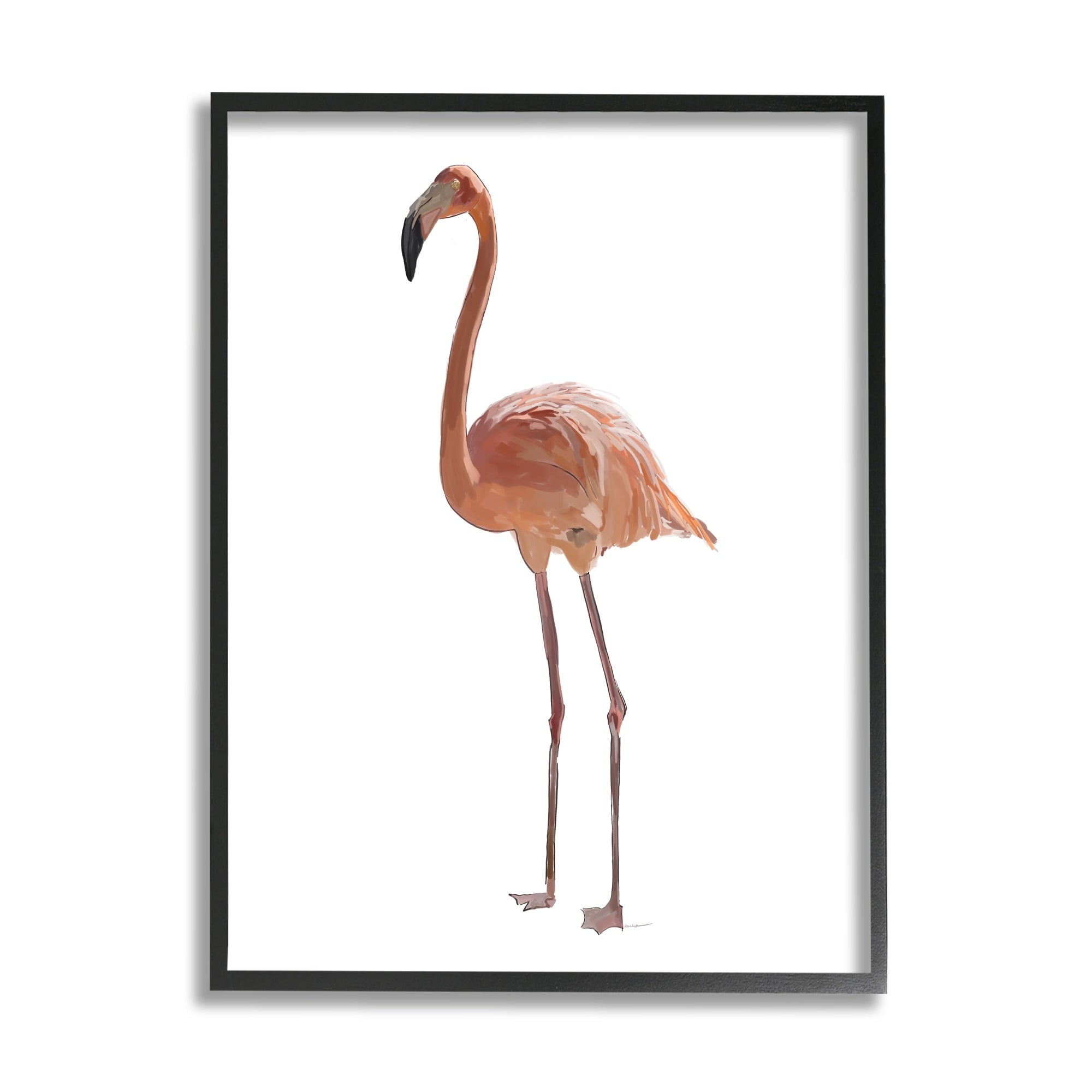 Stupell Industries Minimal Flamingo Bird Animals & Insects Painting White Framed Art Print Wall Art