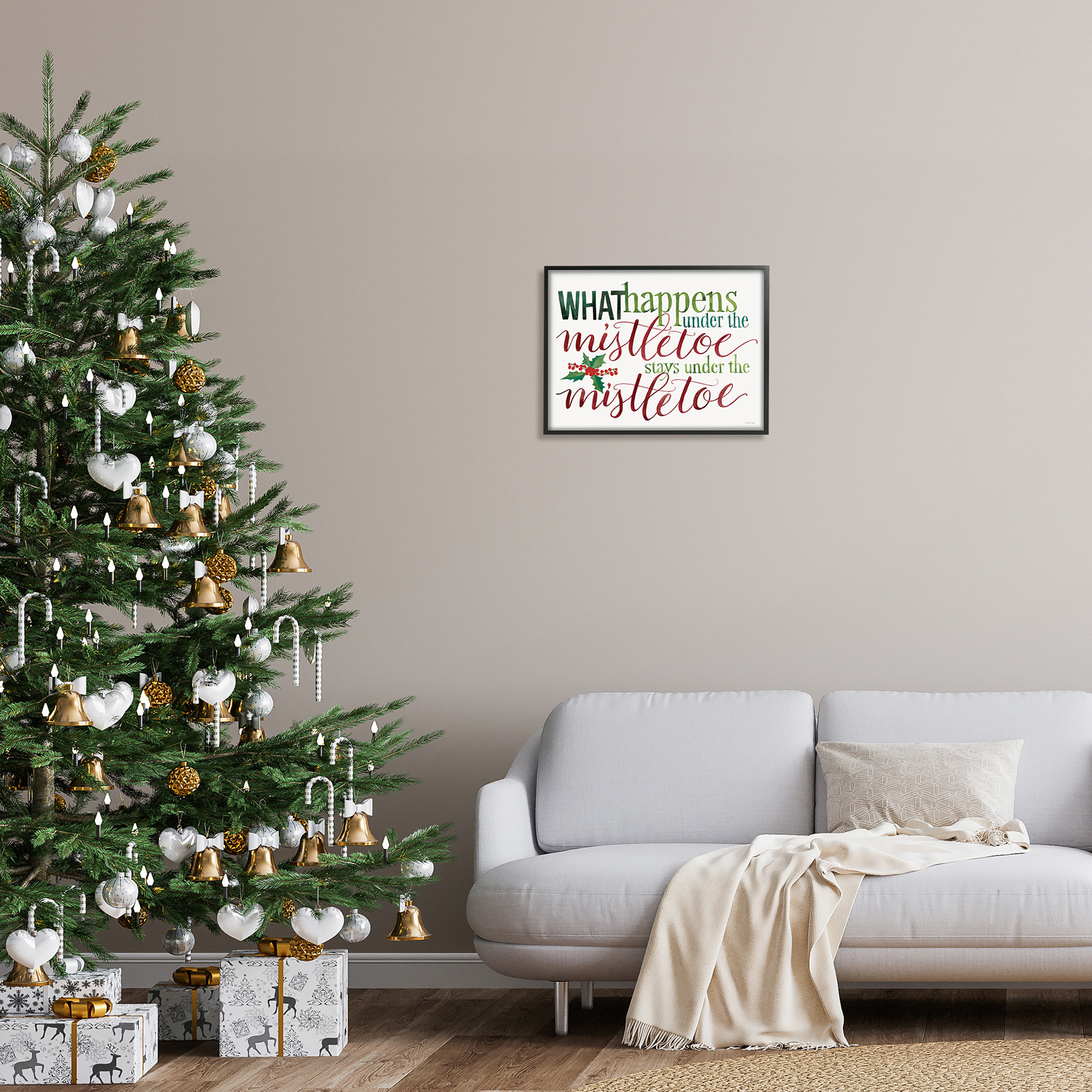 Witty Mistletoe Typography Quote Holly Berry Detail Inspirational Graphic Art Framed Art Print Wall Art