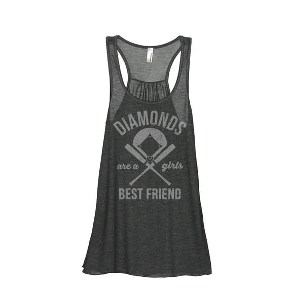 Thread Tank Diamonds Are A Girls Best Friend Women's Fashion Sleeveless Flowy Racerback Tank Top Charcoal Small