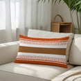 thumbnail image 3 of Burnt Orange Farmhouse Throw Pillow Cover, Pillowcase Protectors with Zipper, Breathable Decorative Lumbar Pillow Case Cover, Orange Brown Striped Pillow Shams for Couch Sofa 12x20Inch, 3 of 8