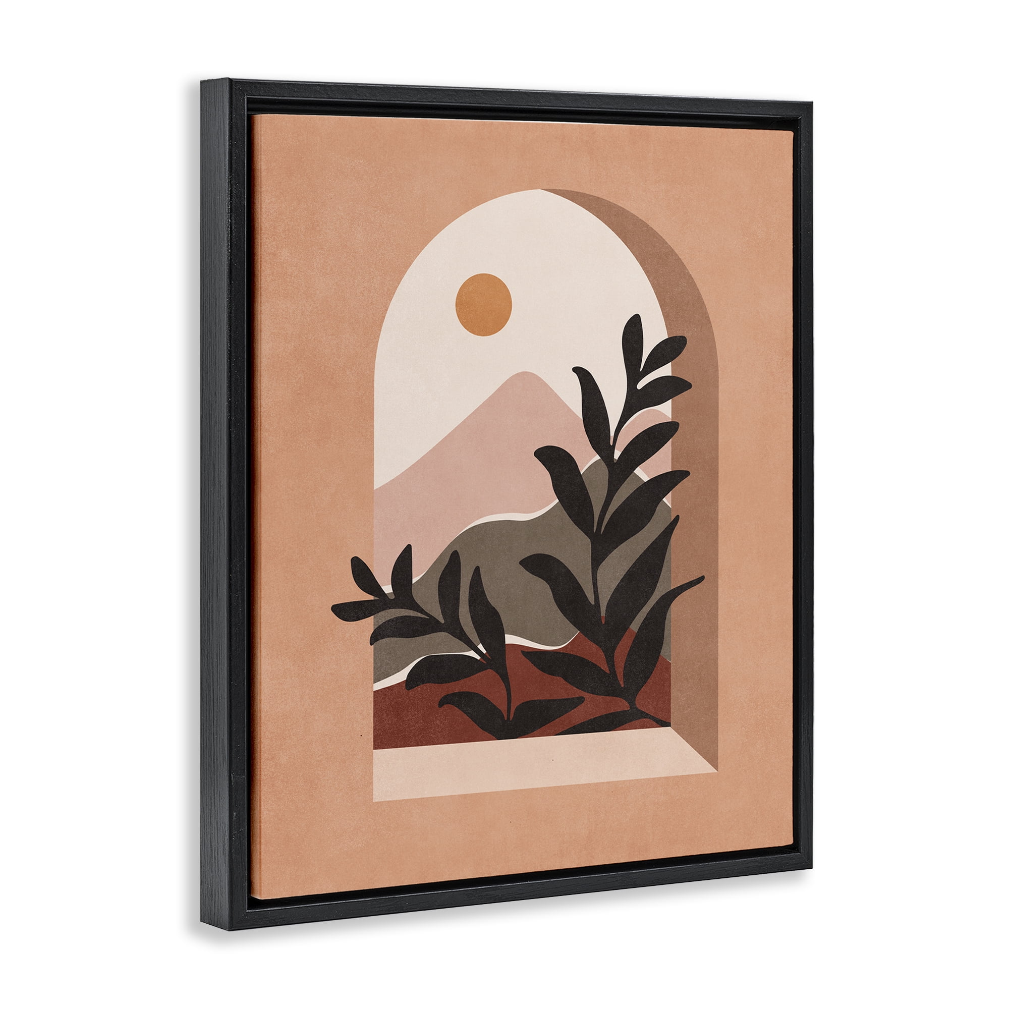 Stupell Industries Terracotta Boho Window Landscape & Nature Painting Black Floater Framed Canvas Art Print Wall Art, 25 x 31