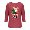 thumbnail image 5 of qucoqpe Christmas Shirts for Women, Women's Brushed Ribbed Knit Top, Christmas Print Loose Fit Round Neck 3/4 Sleeve Pullover, 5 of 6