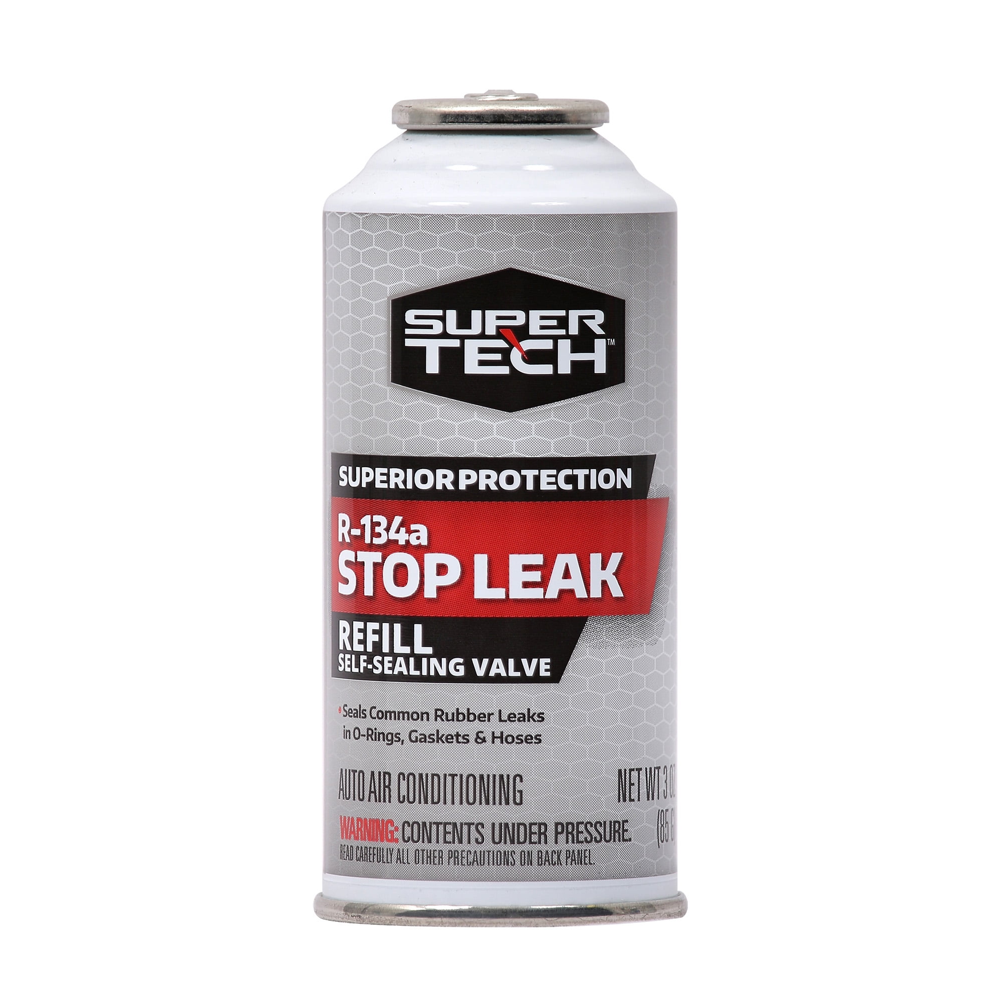 Super Tech Auto R-134a Refrigerant with Stop Leak, Self-Sealing Can, 3 oz, Pack of 1