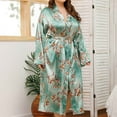 Satin Nightgown for Women Plus Size Silk Floral Kimono Robes Lightweight Bathrobe Nightdress V