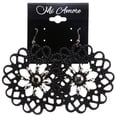 thumbnail image 2 of Mi Amore Flower Dangle-Earrings Black/Silver-Tone, 2 of 2