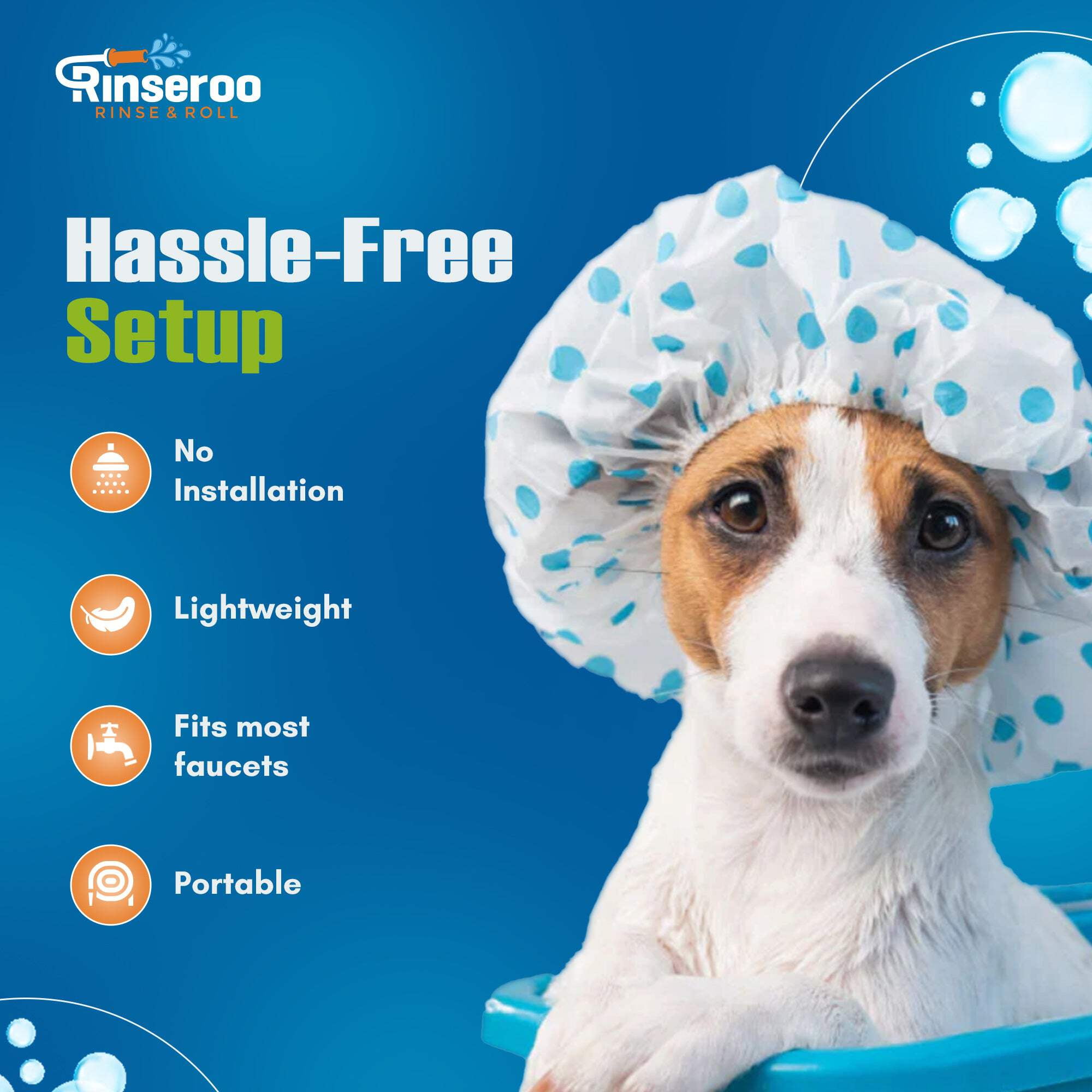 Rinseroo Tub Hose: No-install, Ultra Flex Hose Slips On to Spout for Hair Washing, Baby or Dog Bath. Bathtub Showerhead Attachment. Shower Adapter Faucet. Fits All Spouts Up 3'' Wide
